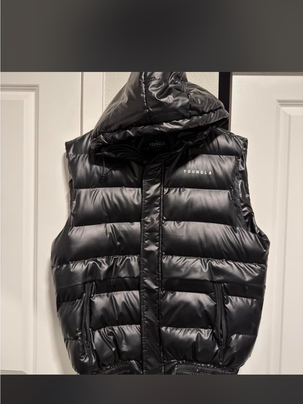 YoungLA Black Hooded Puffer Vest